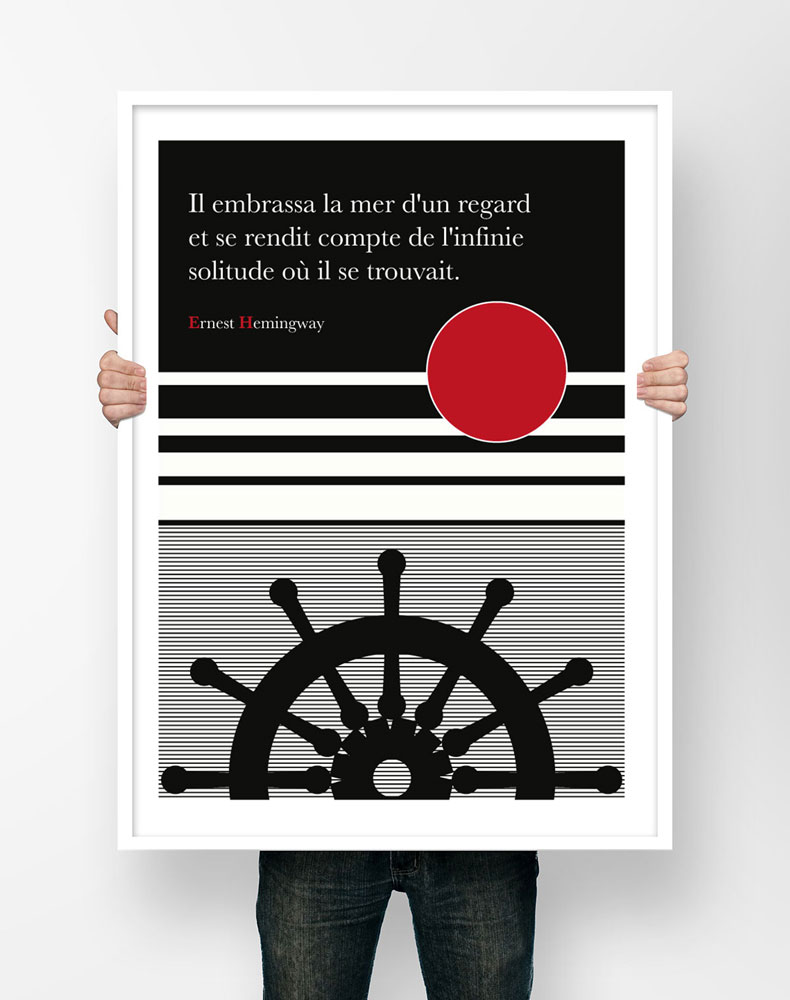 Affiche Citation Ernest Hemingway La Mer Arts Citations