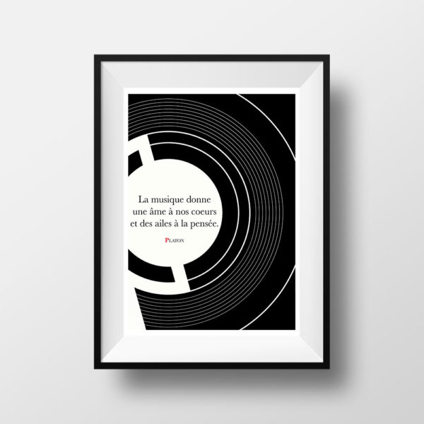 Affiche Citation Poster Littéraire - Platon la Musique Donne une Ame...