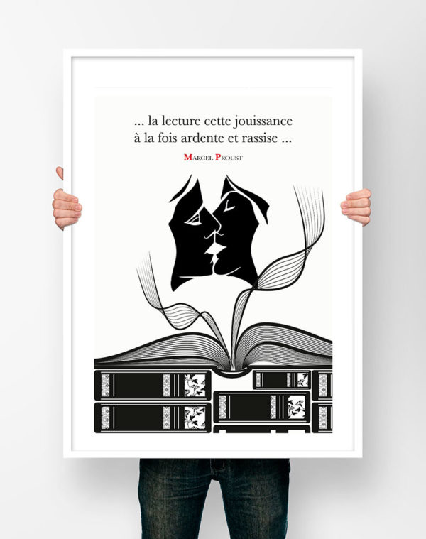 Affiche Citation Poster Littéraire - Marcel Proust... La Lecture cette Jouissance...