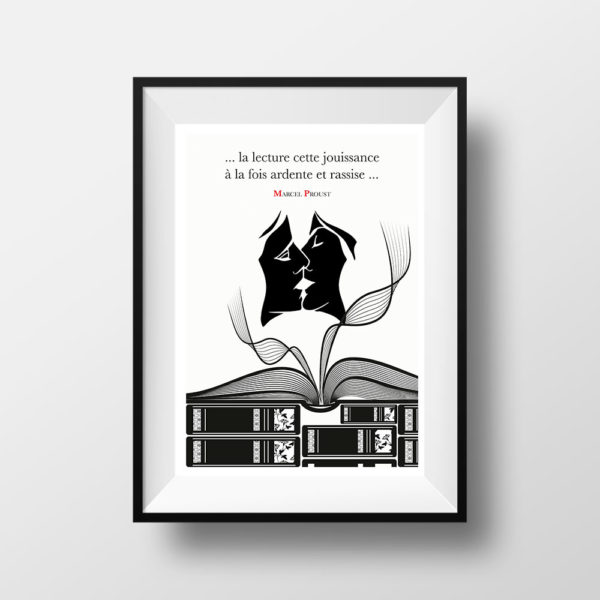 Affiche Citation Poster Littéraire - Marcel Proust... La Lecture cette Jouissance...